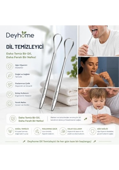 3'lü Profesyonel Dil Temizleme Seti Paslanmaz Çelik Dil Kazıyıcı Ağız Hijyen Aparatı / Geniş & Dar Yüzey, U Şekilli Kazıyıcı, Ergonomik Tasarım, Su İle Kolay Temizleme, Tekrar Kullanılabilir
