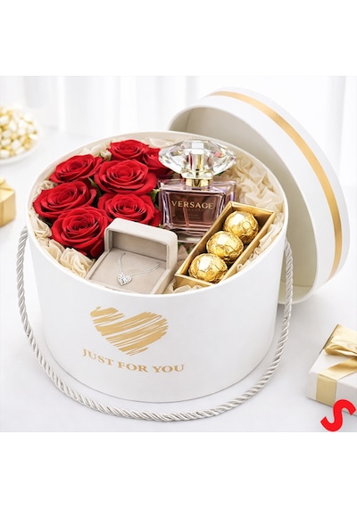 Just For You Silindir Hediye Kutusu 15,5 Cm Orta Boy Beyaz