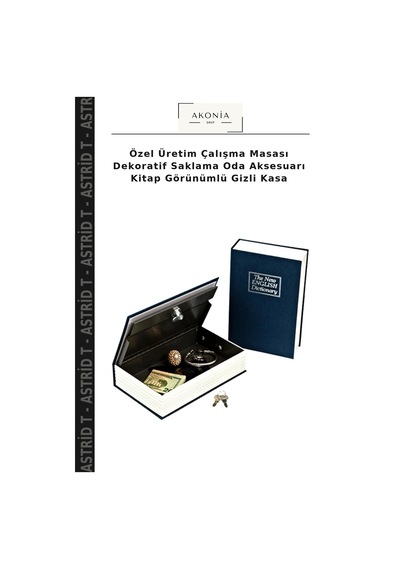 Özel Üretim Çalışma Masası Dekoratif Saklama Oda Aksesuarı Kitap Görünümlü Gizli Kasa