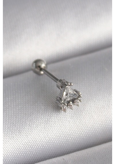 316l Çelik Gümüş Renk Üçgen Zirkon Taşlı Tragus Piercing 5886 - Hs08372378-6220 Renkli Renkli