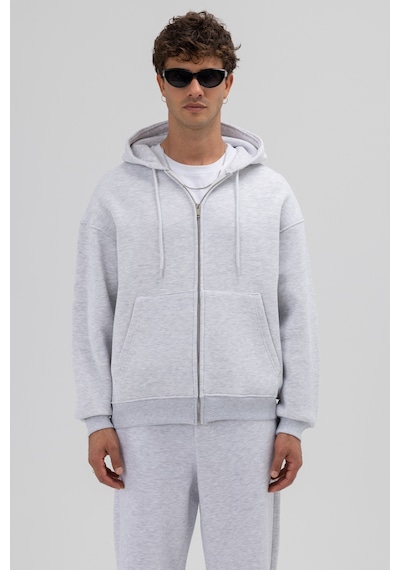 Vamos Basic Fermuarlı Oversize Kapüşonlu Sweatshirt Çok Renkli