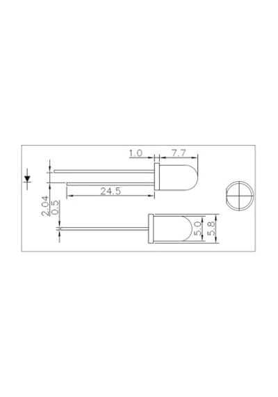 12v 5mm Diffused Mantar Led 0,22mm²20 Cm Kablolu Sarı 5adet