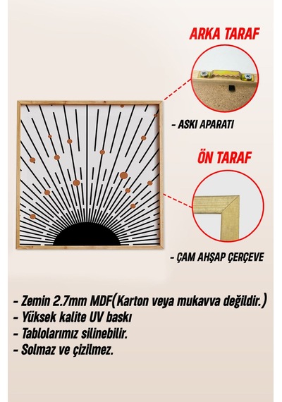 Ahşap Çerçeveli Mdf Kare Tablo Seti Salon Ve Oturma Odası Için Kr4014 32 X 32