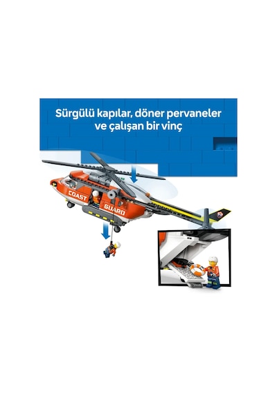 LEGO® City Sahil Güvenlik Helikopteri 60503 - 7 Yaş ve Üzeri Çocuklar için 4 Minifigür İçeren Yaratıcı Oyuncak Yapım Seti  (551P)