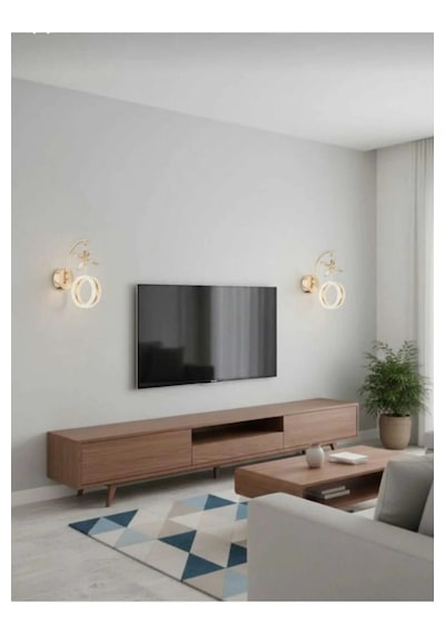 Bohem Aydınlatma Modern Gold Halka Kristal Duvar Apliği 3 Renk Led Beyaz Sarı Günışığı Gold