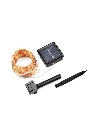 Solar 100led Işık Ev Parti Perde Süsü Aksesuarı Noel Yılbaşı Ağacı Işığı 12m Güneş Enerjili Sarı