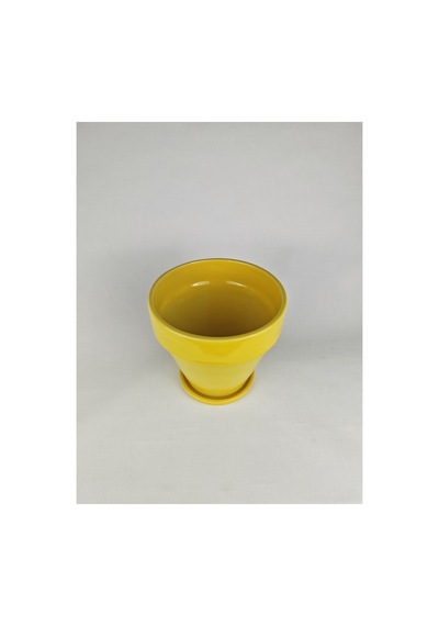 Mathilda Seramik Saksı Parlak Sarı Çap:17cm Yük:17cm Tabaklı