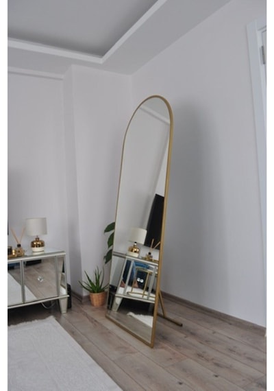 Effe Gold Metal Çerçeveli Oval Ayaklı Boy Aynası 180 X 70 Cm