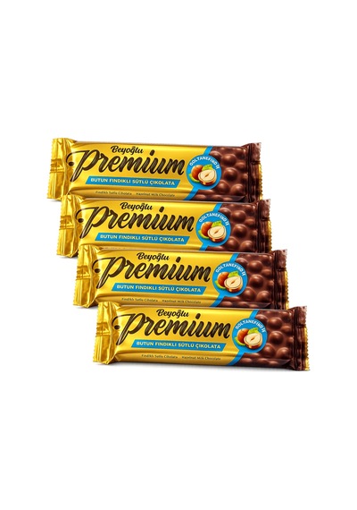 Beyoğlu Premium Bütün Fındıklı Çikolata 75 Gr X 4 Adet