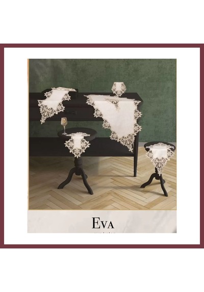 Storeşahin Eva Model Krem-krem 5 Parça Keten Dantelli Salon Takımı Runner Seti No 111 Shn0720 Krem - Krem