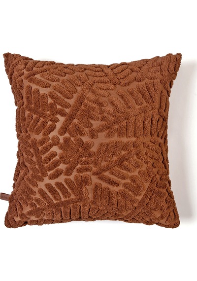 Bohem Özel Tasarım Punch Panç Desen Kare Dekoratif Kırlent Kılıfı 55x55 cm Forest Taba