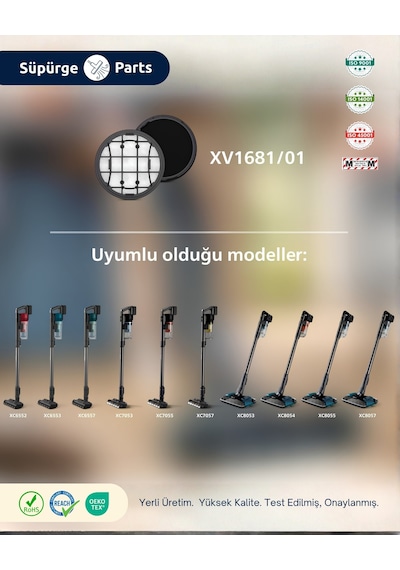Philips İçin 6000 - 7000 - 8000 Serisi Şarjlı Süpürge Filtre Seti Xv1681/01 Yıkanabilir 1 Adet