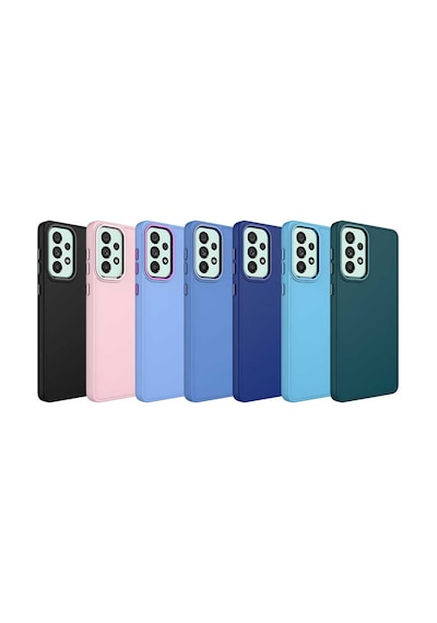 Goocamp Galaxy Uyumlu A32 4g Kılıf Metal Çerçeve Ve Buton Tasarımlı Silikon Luna Kapak - Li Lila