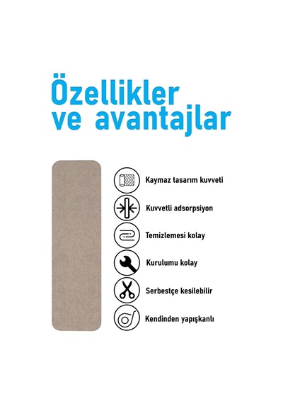 Halifleks Yapışkan Tabanlı Merdiven Basamak Paspası Rip Halı Kaymaz Tabanlı - Sütlü Kahve Sütlü Kahve