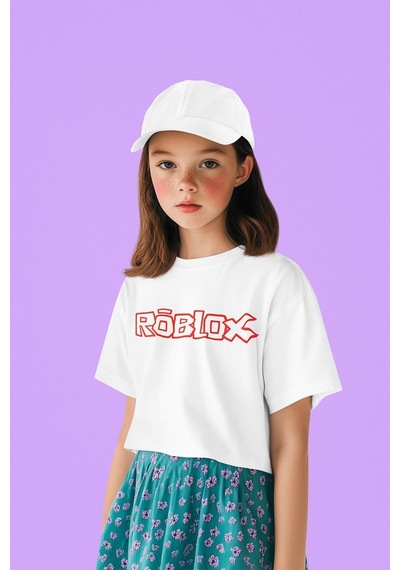 Sevbano Roblox Baskılı Unisex Oyun Çocuk Tişört 1-12 Yaş Beyaz