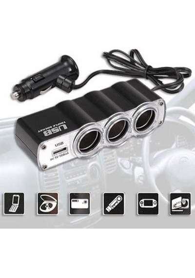 Araç Içi 3'lü Çakmaklık Çoğaltıcı Usb Çıkışlı 12v 3 Girişli Çakmaklık