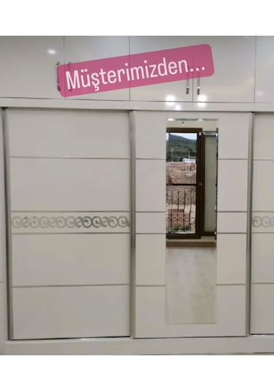 D-20 Gümüş 80 x 9 cm Sibu Aynalı Pleksi Mobilya Dolap Süsü