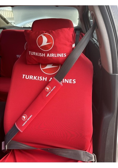 Thy Baskılı Oto Servis Kılıfı, Kemer Pedi, Yastık Takımı Kırmızı Kırmızı