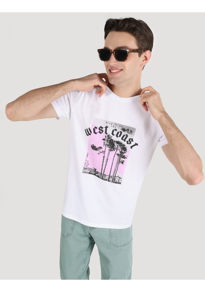 Colin'S Regular Fit Bisiklet Yaka Baskılı Beyaz Erkek Kısa Kol Tişört Cl1063659_Q1.V1_Wht