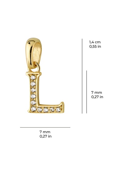 Goldkupe 14 Ayar Altın L Harfi Taşlı Kolye Ucu 0,40 Gr-6345 Altın