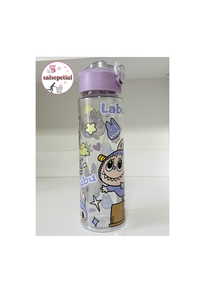 Labubu Su Matarası Labubu Suluk Labubu Figürlü Su Şişesi Labubu Matara Pipetli Matara 650ml Mor