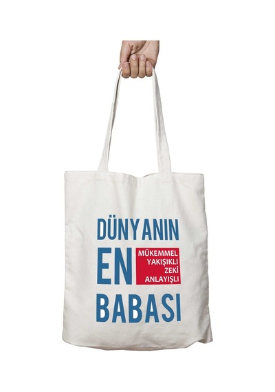 Art Hediye Dünyanın En Zeki Babası İki Taraf Kalıcı Yıkanabilir Okul Plaj Omuz Bez Çanta Çok Renkli