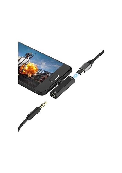 Type-c To Aux Ve Şarj Çevirici Adaptör Qtop 4485 Rosegold
