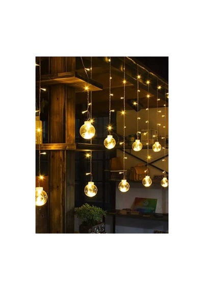 Dekoratif Işıklı Saçaklı Top Perde Led Fişli 8 Fonksiyonlu Günışığı Gün Işığı