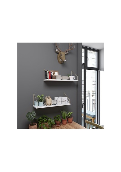 Duvar Rafı Kitaplık Mutfak Banyo Yaşam Alanı 20 X 70 Cm 2 Adet Beyaz Altın Kollu