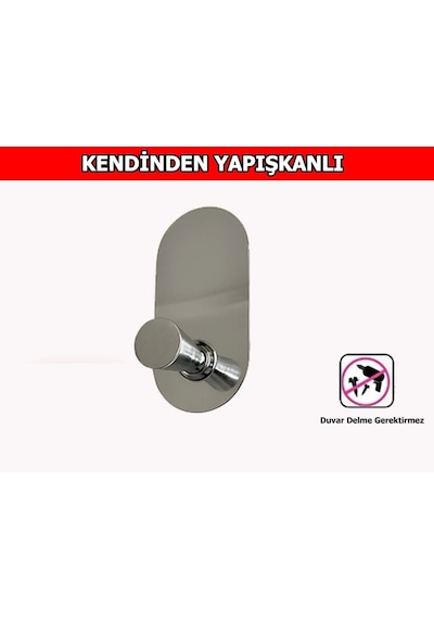 Glare Konik Kendinden Yapışkanlı Askılık Tekli Oval Krom 4 Lü Paket Çok Renkli