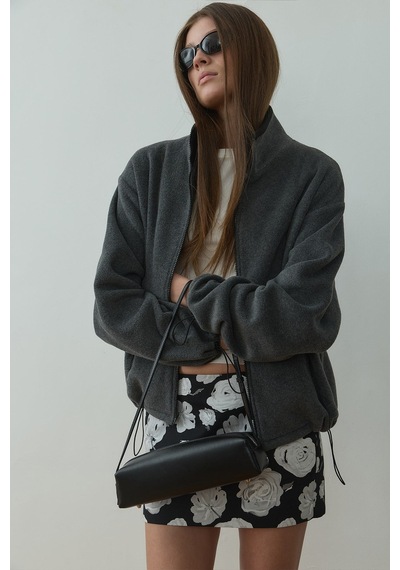 Suud Collection Füme Anu Oversize Fermuarlı Polar Hırka