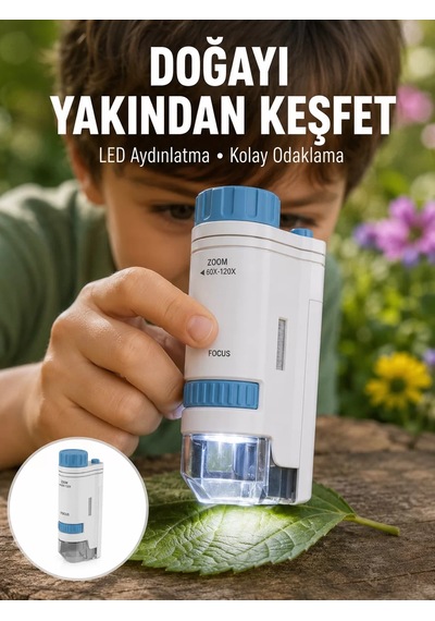 Abs Gövdeli Öğrenci Ve Hobi Mikroskobu Mavi Renk Yeni Nesil Mh-hs3202-1015