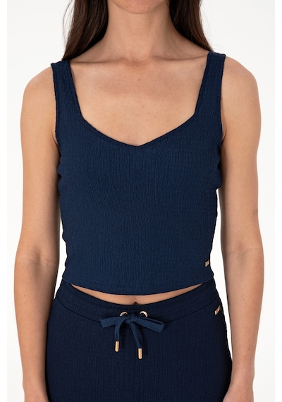 U.S. Polo Assn. Kadın Lacivert Kolsuz V Yaka Tişört 50306679-VR033