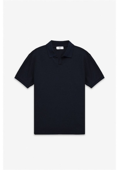 Süvari Lacivert Regular Düz Baskısız Waffle V Pat Polo Yaka Tişört Sts1014000005-m09