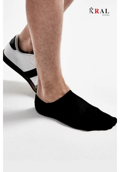 Kral Socks Kadın - Erkek Pamuklu Terletmez 10'lu - 10 Çift Yazlık Görünmez Çorap Siyah