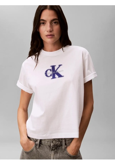 Calvin Klein Ss Boxy Seasonal Mon, Yaf, Xs Beyaz Kadın T-shirt