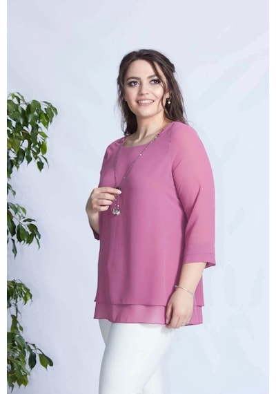 Moda Berray 1934 Kolyeli Şifon Büyük Beden Şık Bluz Gül Kurusu Gülkurusu Moda Berray 1934 Kolyeli Şifon Büyük Beden Şık Bluz Gül Kurusu Gülkurusu