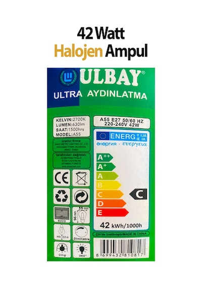 Halojen Ampul 42 Watt Dimmer Uyumlu