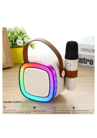1adet Karaoke Hoparlör Kart/usb Mikrofon Işıklı Bluetooth Speaker