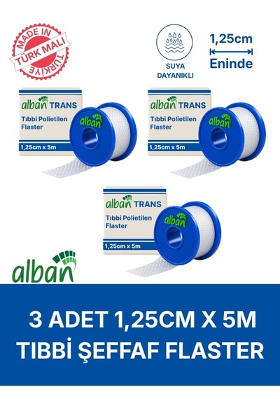 Pe 1,25cm X 5m, 3 Kutulu Set, Şeffaf Perforeli Flaster. Hipoalerjenik, Nefes Alabilen, Cilde Dost, Suya Dayanıklı