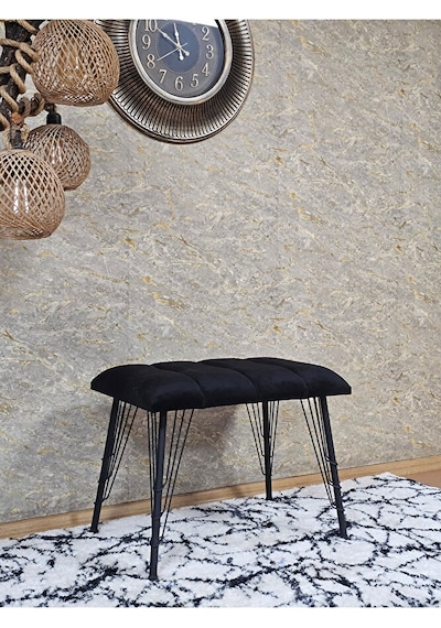 Metal Siyah Tel Ayaklı 60 Cm Puf Bench - Puf - Bench - Oturak - M Çok Renkli