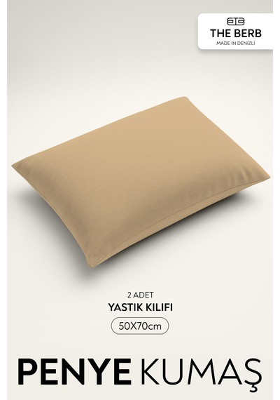 The Berb 2'li Penye Yastık Kılıfı Seti %100 Pamuk 50 X 70 Fermuarlı Bej