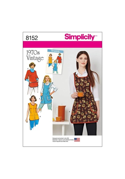 Simplicity 8152 Kesim Deseni "vintage 1970 &apos S Önlük Kesim Deseni, Beyaz