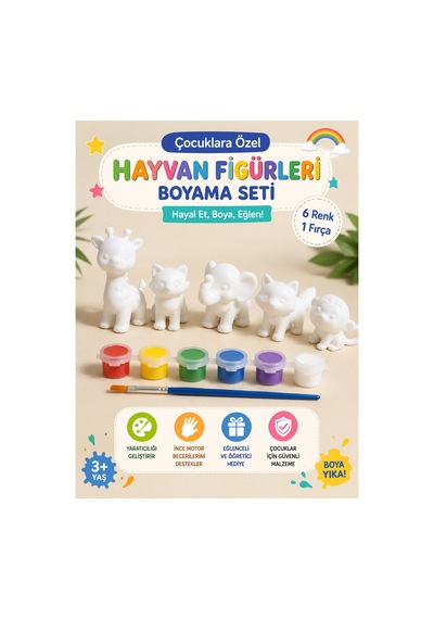 3d Hayvan Figürleri Boyama Seti