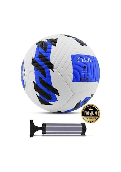 Mavi Yeni Desenli Futbol Topu 4 Astarlı No:5 480 Gr + Pompa Hediyeli X507 Mavi - Beyaz