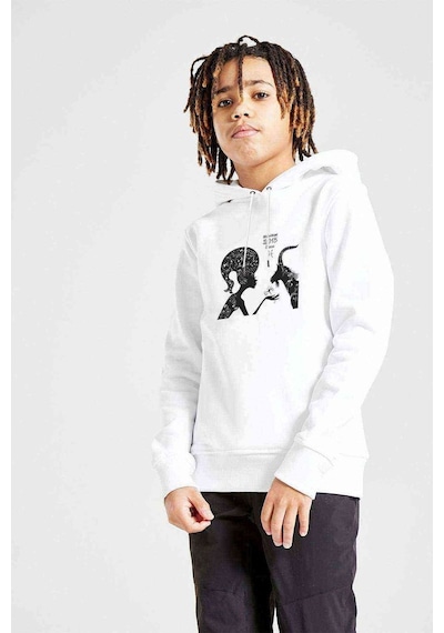 Tshirthane Pisces Baskılı Unisex Çocuk Kapüşonlu Beyaz Sweatshirt Beyaz