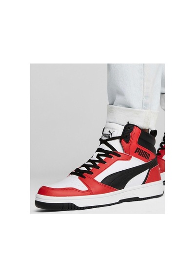 Puma Rebound V6 392326-04 Boğazlı Unisex Spor Ayakkabı Beyaz-kırmızı Renkli