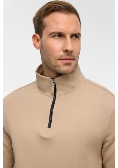 Süvari Bej Regular Düz Yarım Balıkçı Yaka Sweatshirt Bej