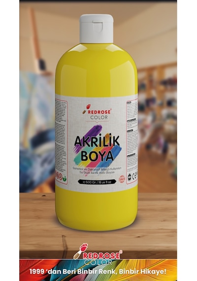 Red Rose Sarı Akrilik Boya 500  G