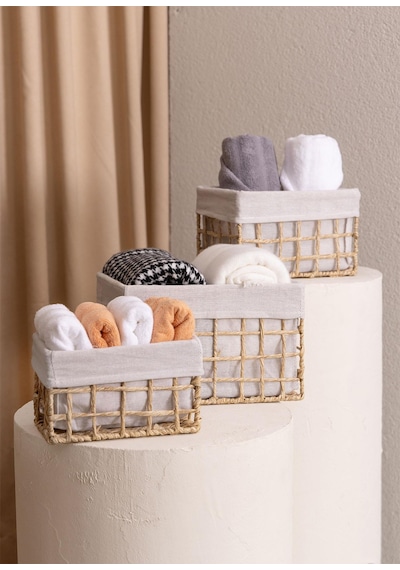 The Mia Braid Hasır Organizer Sepet Naturel 26x18x16 Cm